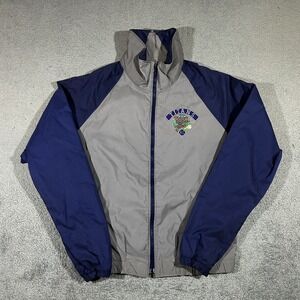 90's JMN Apparel Titans World Series Windbreaker Jacket Large Gray Blue #1892